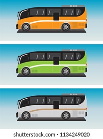 Mini  Low floor Bus Vector in Blue sky Bacground