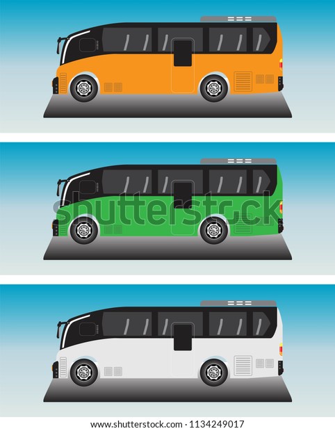 Mini  Low\
floor Bus Vector in Blue sky\
Bacground