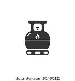 Mini LP Gas Cylinder. Small Propane Container Sign. Portable Cooking Stove Fuel Can. Industrial Liquid Petroleum Product. Flammable Butane Tank. Black And White Color Vector Illustration. App Icon.