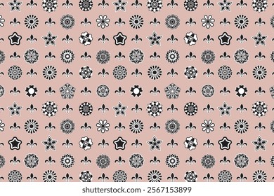 Mini mandala florals shapes abstract illustration seamless repeat pattern