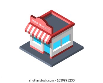 Mini Market Isometric Vector Illustration