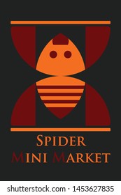 Mini market logo, spider logo, red and orange color