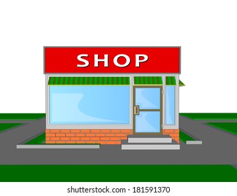 A mini market shop facade retail trade.