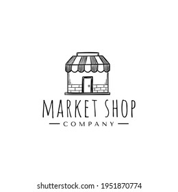 Mini Market Shop Logo Design Drawing Icon Vector Template 