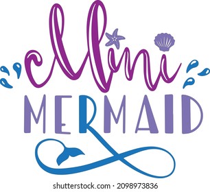 Mini mermaid decoration for T-shirt Birthday party T-shirt design Baby girl bodysuit decoration Mermaid decoration for T-shirt bags cards frames cups 