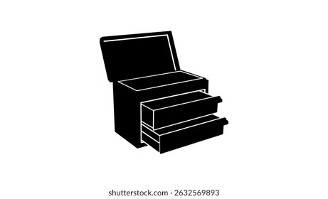Mini Metal Tool Box, black isolated silhouette