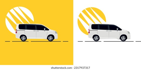 Mini Microcar with yellow background and side view car.