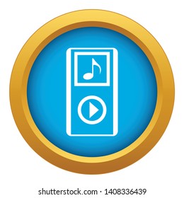 Mini MP3 portable player icon blue vector isolated on white background for any design