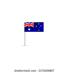 Mini national flag of Australia on a pole. Vector illustration.