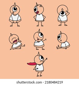 mini oni character expressions set illustration