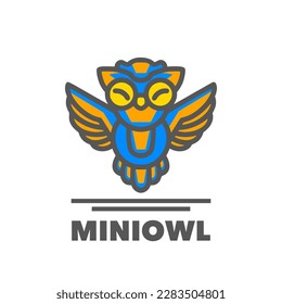 Mini owl blue cartoon mascot