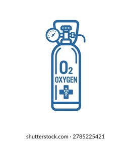 Mini Oxygen Cylinder Vector Compact Portable Medical Gas Tank Flat Blue Icon Set
