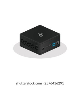 Mini PC Vector Illustration: Compact and Powerful Design, Futuristic Mini PC Vector Illustration: Small Yet Mighty.