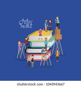 mini people with books