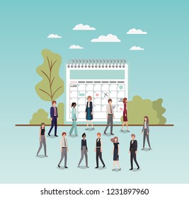 mini people with calendar reminder