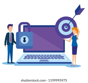 mini people with laptop