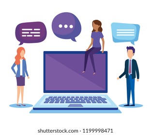 mini people with laptop