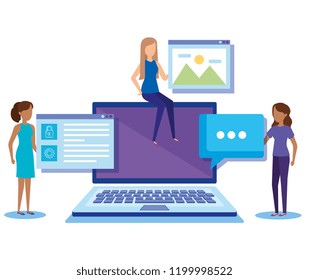 mini people with laptop