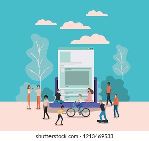 mini people with laptop computer