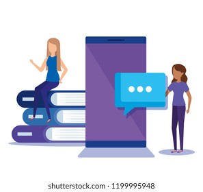 mini people with smartphone