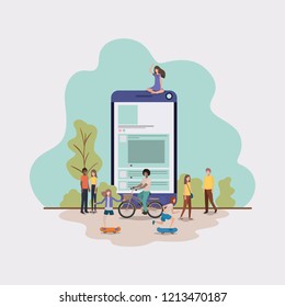 mini people working in smartphone