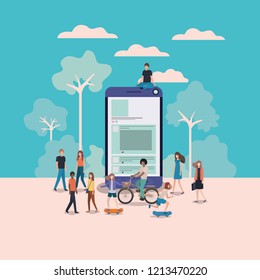 mini people working in smartphone