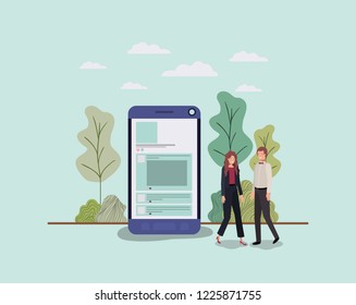 mini people working in smartphone