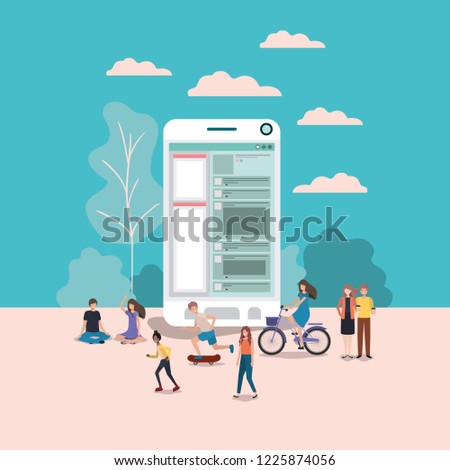 mini people working in smartphone