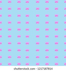 mini pink cat blue background.Cute cat vector design.