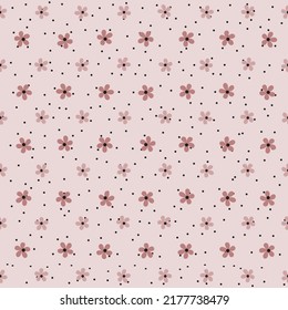 Mini pink floral. Simple seamless pattern. For banner, poster, backdrop, card, wrapping paper, etc. Vector EPS 8.