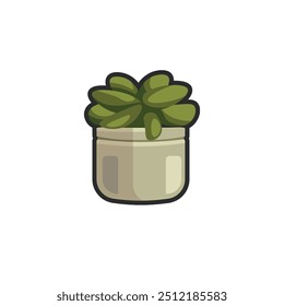 Mini planta en diseño de Vector plano de contorno.