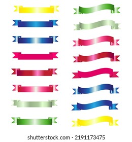 Mini popular set of different color ribbons on white background. Two pillars with random style and colors. Vector Illustration.