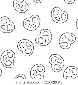 Mini pretzels on an isolated background. Seamless pattern.