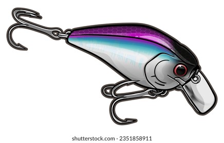 mini purple blue crank bait fishing lure.vector art. greeting cards advertising business company or brands, logo, mascot merchandise t-shirt, stickers and Label designs, poster.