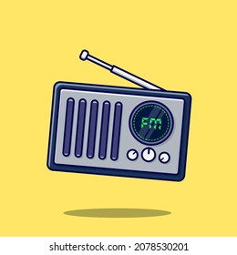 caricatura vectorial mini radio limpia aislada en un fondo amarillo