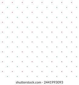 Mini red and green seamless polka dot pattern vector, White background. Christmas Theme