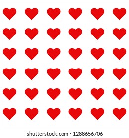 mini red hearts on white background 
