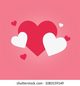 Mini Red and Pink Heart Background. This picture designed in minimal flat design.