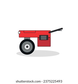 Mini red tractor isolated on white