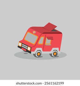 Mini Red Van Car Vector