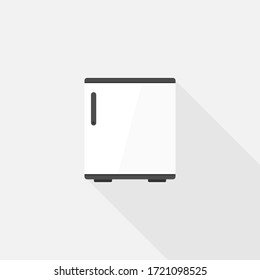 Mini Refrigerator or Fridge, Freezer for modern kitchen, Vector design of flat icon on isolated background.