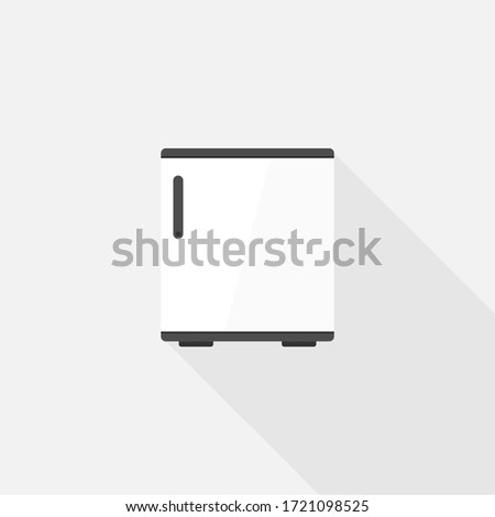 Mini Refrigerator or Fridge, Freezer for modern kitchen, Vector design of flat icon on isolated background.