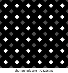 Mini rhombuses on black background. Seamless surface pattern design with diamonds ornament. Checks wallpaper. Ethnic mosaic motif. Digital paper for textile print, page fill, web designing. Vector art