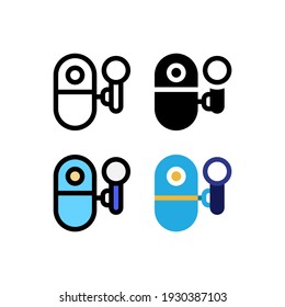 Mini Robot Finder e Icono de búsqueda, logotipo y vector de ilustración