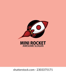mini rocket logo cute design mascot
