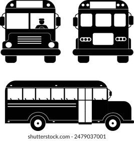 mini School bus black symbol set eps