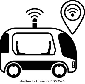 Mini Self-driving Sleeper Van Concept Vector Icon Design, Future Transportation Symbol, Driver Less Greener Transport Innovations Sign, Autonomous Aerial Vehicles Stock Illustration