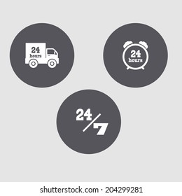 Mini set - 24 hours call center icon. 