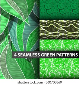 mini set 4 simple seamless green pattern