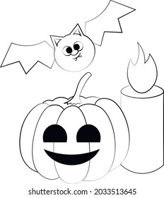 Mini set with Bat, Pumpkin and candle in black and white